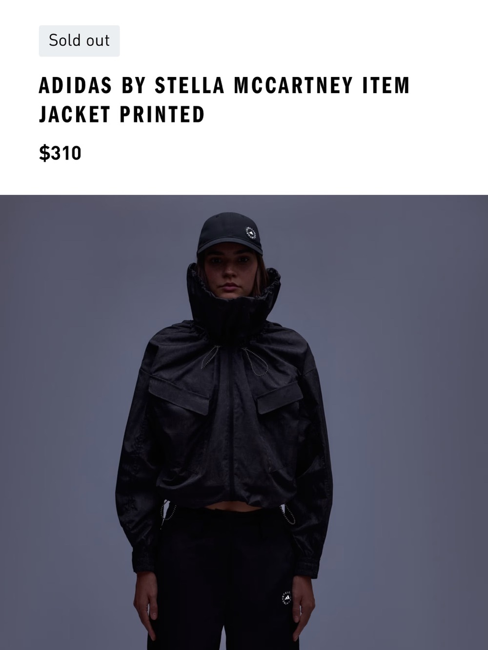 NEW🖤Stella McCartney x Adidas training track jacket utility black $310 - Picture 10 of 16